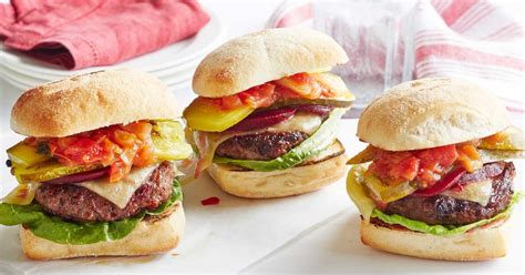 Cheesy burger with tomato chilli relish