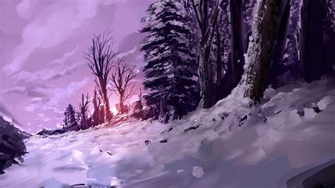 bare tree on snowy field digital wallpaper fantasy art #snow #forest #trees #4K #wallpaper # ...