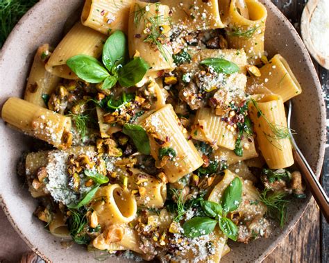 Caramelized Fennel Paccheri with Sausage & Pistachios - The Original Dish