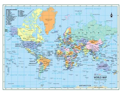 5X3FT LARGE WALL Map of the World Poster Political Standard Maps Home ...