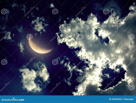 Half moon in the night sky stock image. Image of grey - 29042293