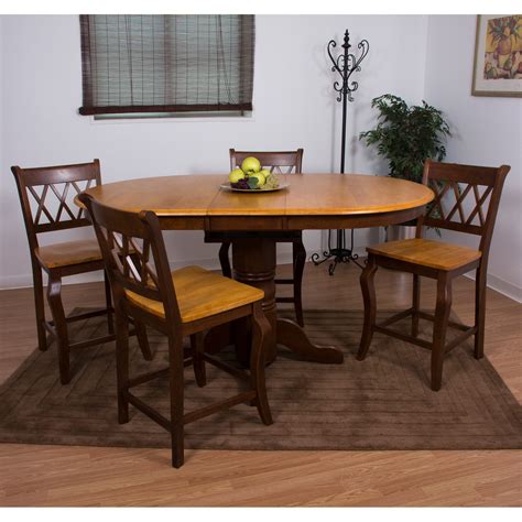 Sunset Trading 5-Piece Double Pedestal Trestle Butterfly Leaf Dining Set with Arm Chairs ...