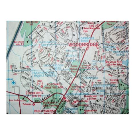 WOODBRIDGE, VA Vintage Map Postcard | Zazzle.com