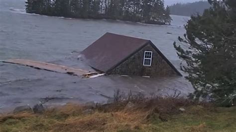 Structure carried away by Maine coastal flooding