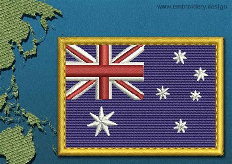 Ashmore and Cartier Islands Rectangle Flag Embroidery design with a Gold Border