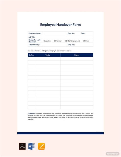 Employee Handover Report Template in Word, Pages, PDF, Google Docs - Download | Template.net