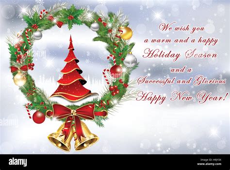 Business Christmas and New Year greeting card with Christmas tree ...