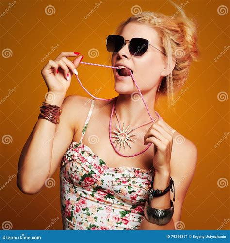 Funny Teenager Girl in Sunglasses Stock Image - Image of lifestyle, beauty: 79296871