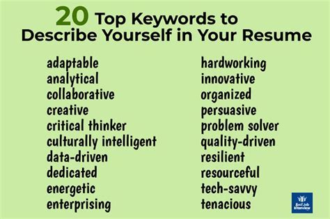 What are Good Resume Keywords? | Resume skills, Job resume template, Job interview advice