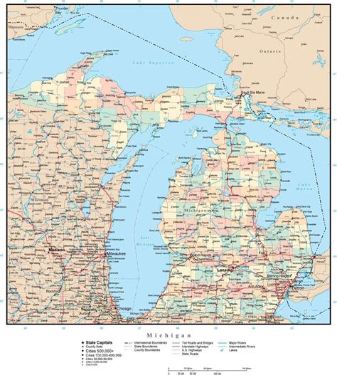 Large Map Of Michigan Counties