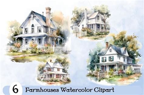 Old Farmhouses Watercolor Illustrations Graphic by Laura Beth Love ...