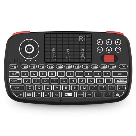 Rii i4 Mini Bluetooth Keyboard with Touchpad, Backlit Portable Wireless Keyboard with 2.4G USB ...