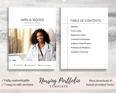 Nursing Portfolio Template, Simple Modern, Registered Nurse Template, Resume Template Word, RN ...