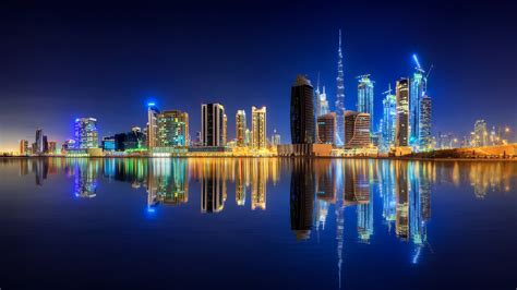 Dubai, City Lights, 8k, Uae, Downtown, Water, United - Pc Wallpaper 4k ...