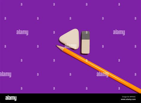 pencil and two erasers Stock Photo - Alamy