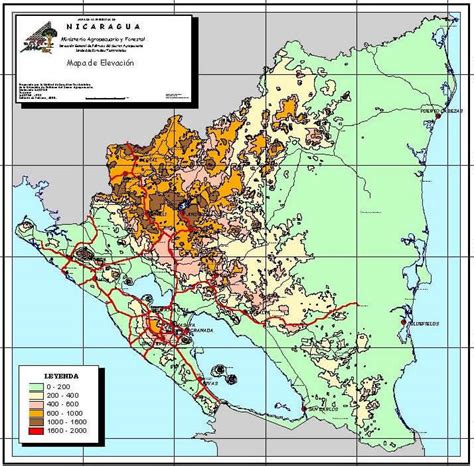 Nicaragua Elevation Map