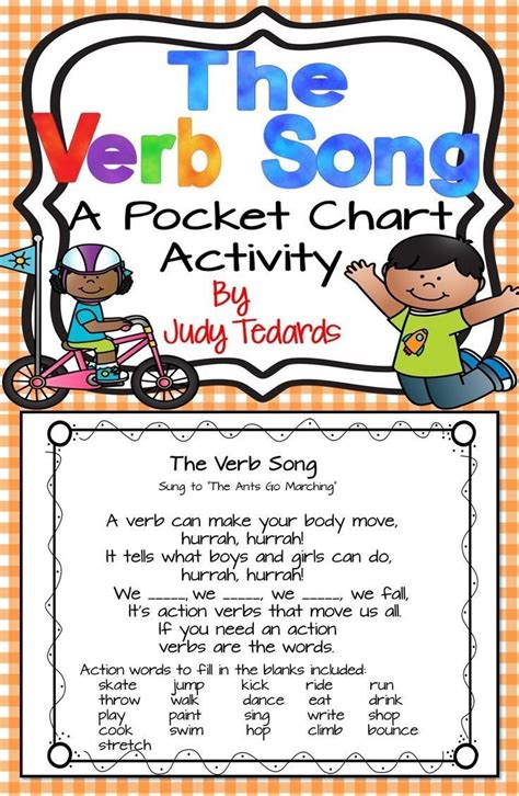 The Verb Song (A Pocket Chart Activity) | Verb song, Pocket chart ...