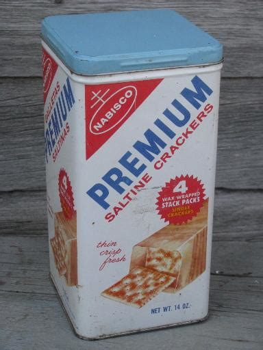 vintage Premium crackers saltines tin storage canister, Spanish - English