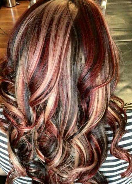 Brown Hair Color With Red And Blonde Highlights - Hairs Picture Gallery