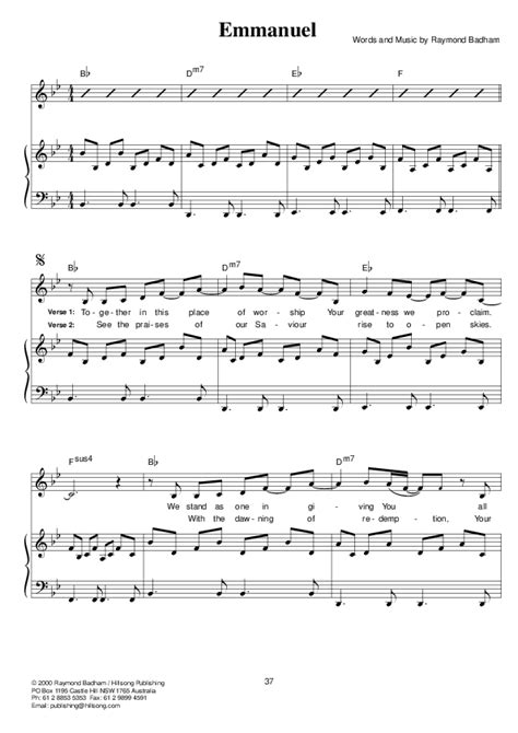 Emmanuel Sheet Music PDF (Hillsong Worship) - PraiseCharts