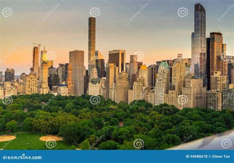 View O Central Park South with Skyline Editorial Stock Photo - Image of industrial, american ...