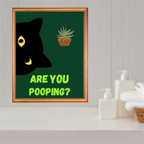 Are You Pooping Cat Printable Bathroom Funny Decor Bathroom Poster Wall ...