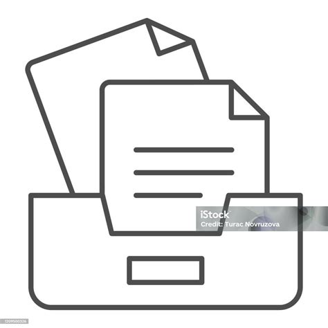 Archive Box With Papers Thin Line Icon Drawers With Documents Vector ...