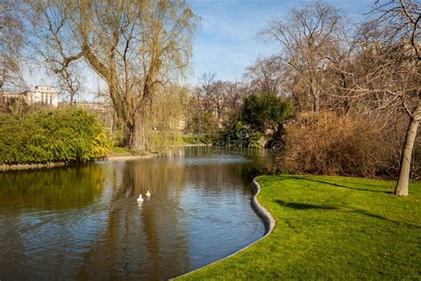 Tranquil Park with a Pond and Wildflowers Stock Image - Image of buildings, habitat: 48505877