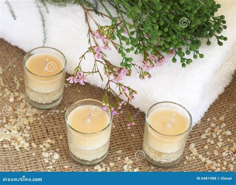 Relaxing spa scene stock photo. Image of candle, fresh - 6481988