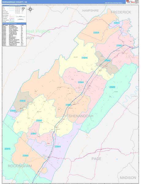 Shenandoah County, VA Wall Map Color Cast Style by MarketMAPS - MapSales