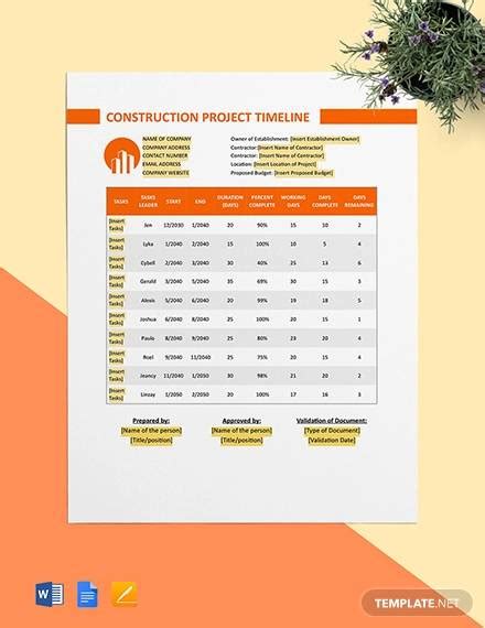 FREE 5+ Construction Project Timeline Samples in PDF | MS Word