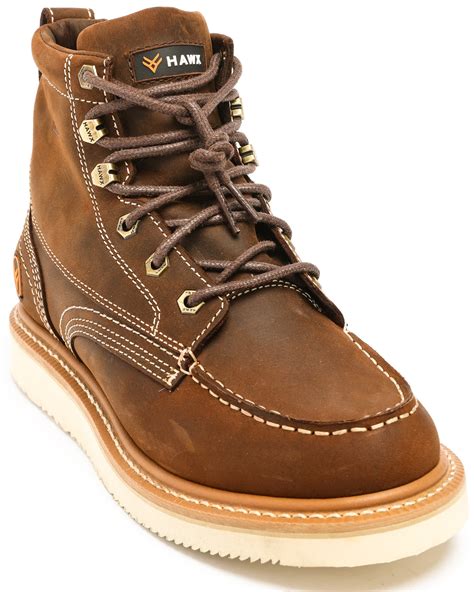 Hawx® Men's Grade Moc Distressed Wedge Work Boots - Moc Toe | Boot Barn