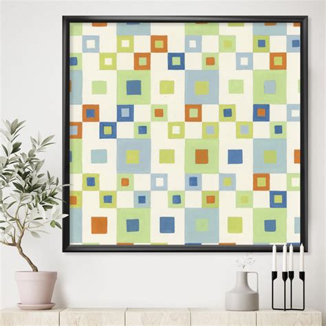 Bless international Pink Green And Brown Quilt Pattern Framed On Canvas Print | Wayfair