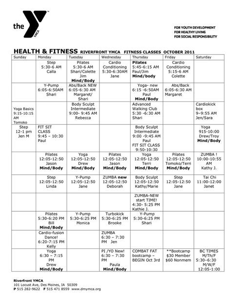 The YMCA's schedule-Downtown | Cardio pilates, Ymca, Mind body