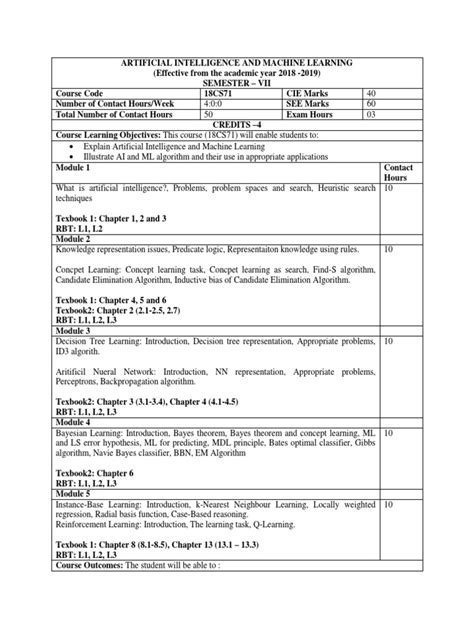 Syllabus | PDF | Machine Learning | Artificial Intelligence