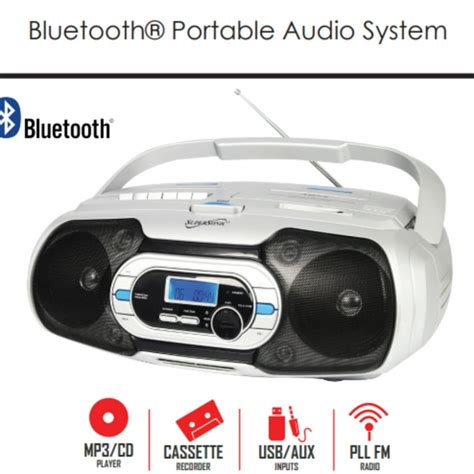 SUPERSONIC Bluetooth Boombox With MP3/CD, Cassette And FM, 49% OFF