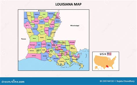 Louisiana Map. State and District Map of Louisiana Stock Vector ...