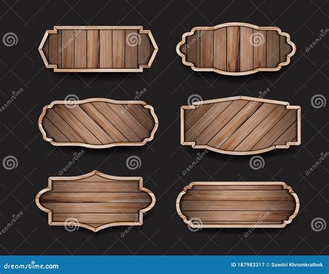 Vector Wood Sign Boards Label Stock Vector - Illustration of empty, decoration: 187983317