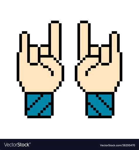 Pixel hand rock and roll for 8 bit game assets Vector Image