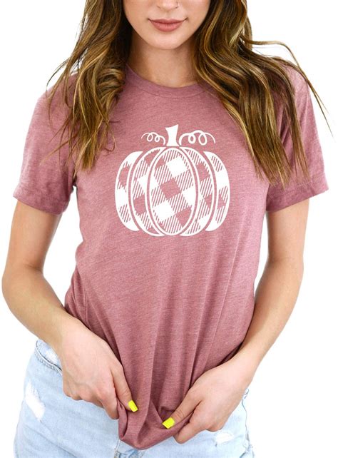 Buffalo Plaid Pumpkin T Shirt Cute Thanksgiving Halloween S Fall ...