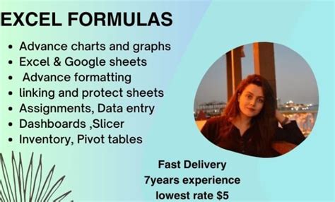 Do excel formulas, excel spreadsheet, charts and data entry by Ruqiyasahib | Fiverr