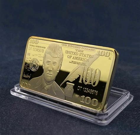 Trump 100 US Dollar Gold Bar Collectible Replicas Coin Cryptocurrency ...