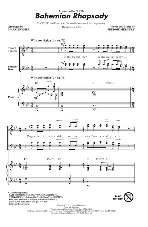 Bohemian Rhapsody | Sheet Music Direct