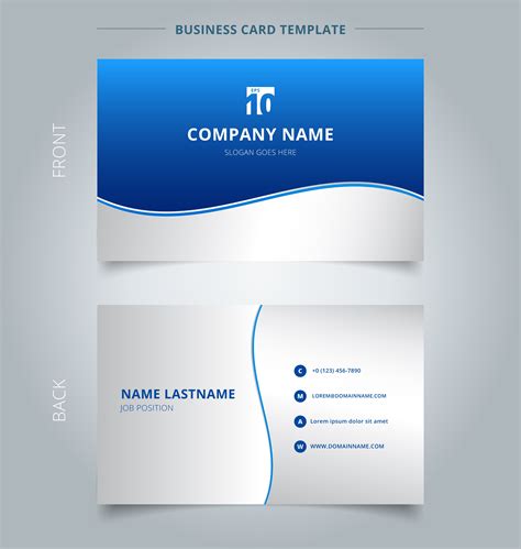 Creative business card and name card template, Stripe wave lines graphic blue and white gradient ...