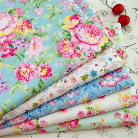 Vintage Blue rose floral printed fabric cotton patchwork textile ...