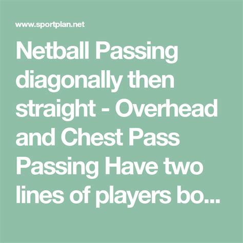 Netball Passing diagonally then straight - Overhead and Chest Pass ...