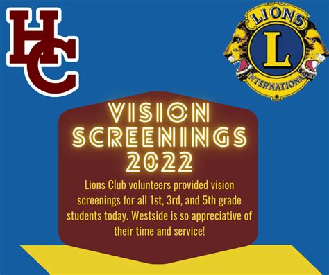 Lions Club Vision Screenings | Westside Elementary