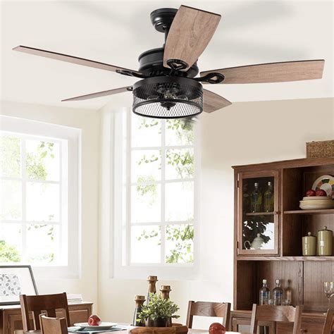 Tangkula Farmhouse Ceiling Fan with Light, Rustic LED Ceiling Fan with ...