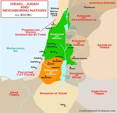 Map of Israel & Neighboring Nations - Israel & bordering Nations