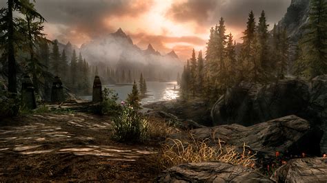 Skyrim Sunset: Majestic HD Wallpaper